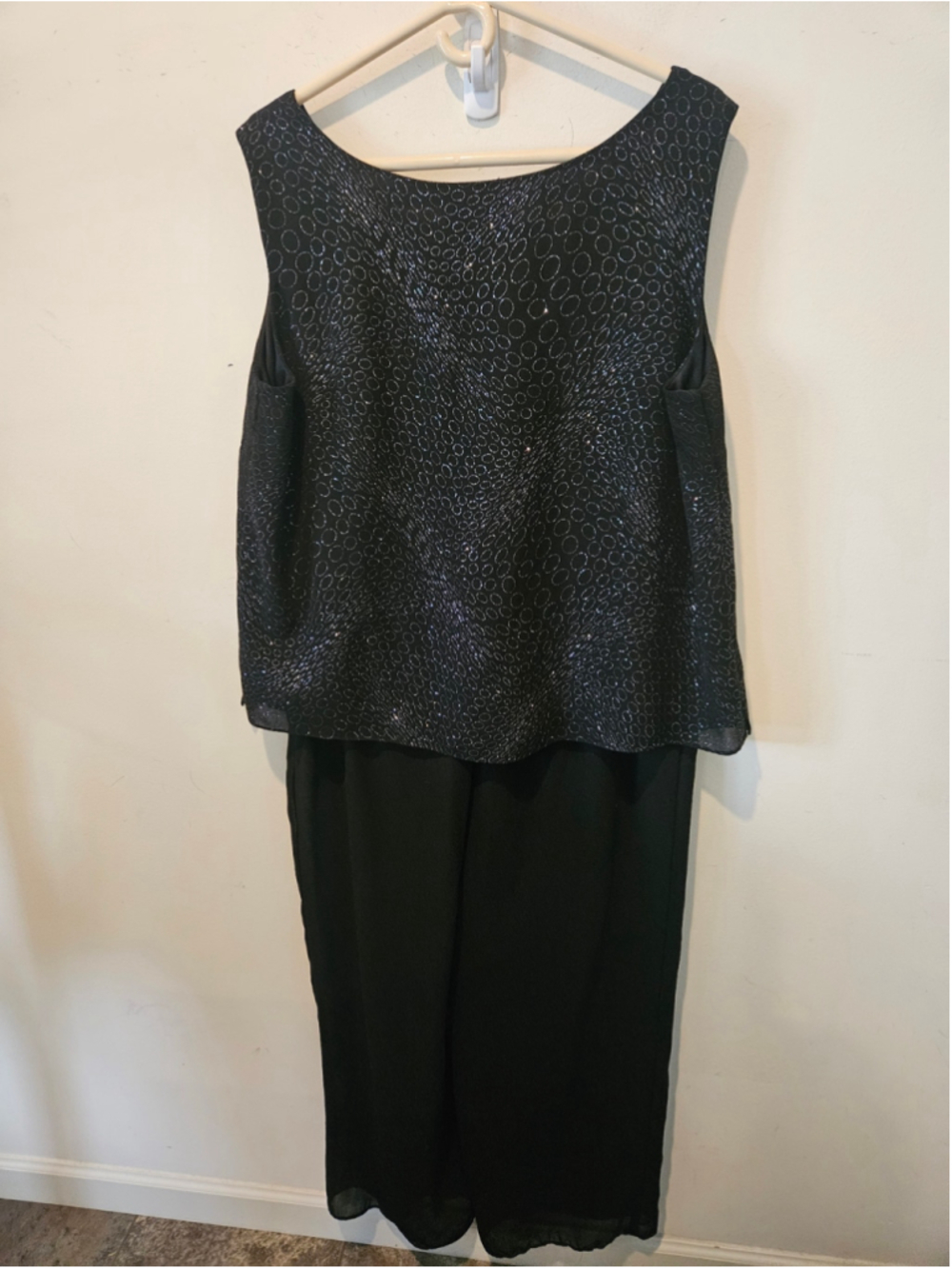 Women's Dana Kay Vintage Black Silver Evening Pantsuit Size 18W - Picture 5 of 8
